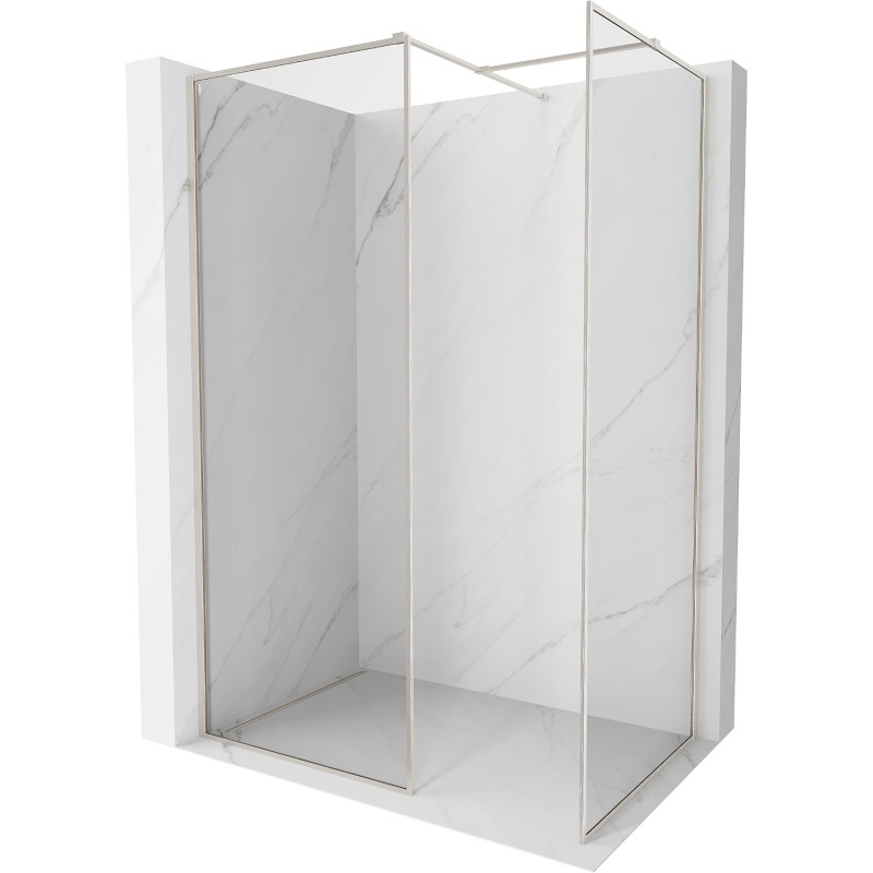 Mexen Kioto-F perete de duș Walk-in cu ramă 170 x 110 cm, transparentă 8 mm, nichel periat - 800-170-202-04-97-110