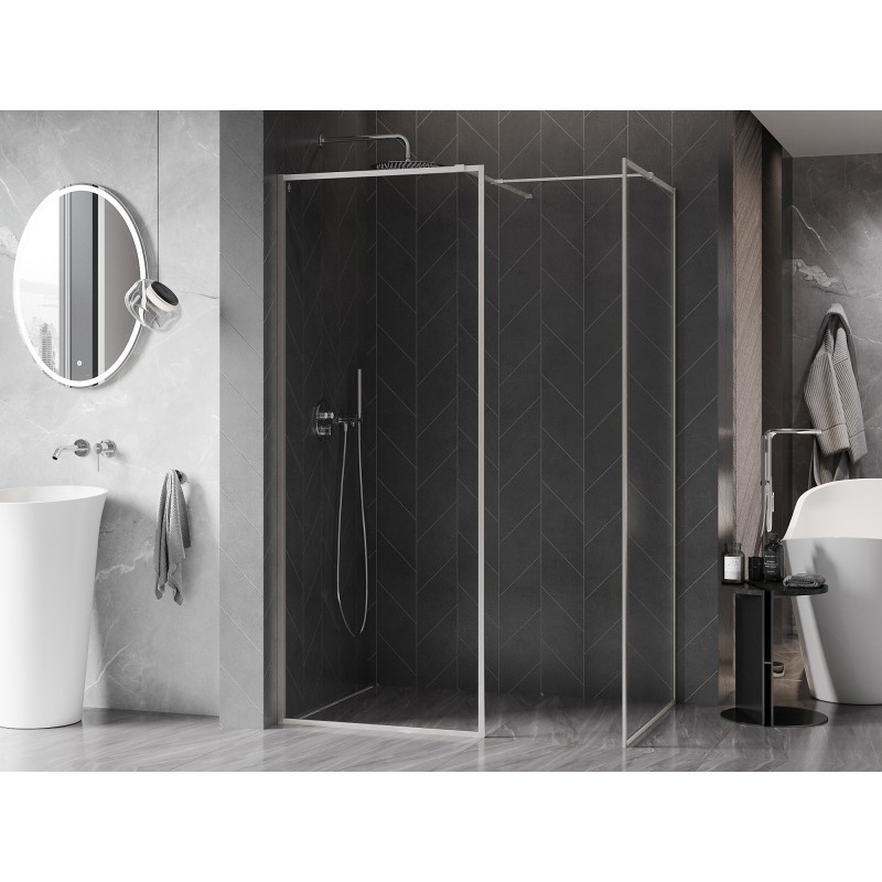 Mexen Kioto-F perete de duș Walk-in cu ramă 170 x 110 cm, transparentă 8 mm, nichel periat - 800-170-202-04-97-110