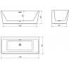 Mexen Volta szabadon álló fali fürdőkád 170 x 75 cm, fehér, fekete túlfolyó - 51131707500-70