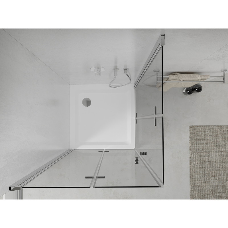 Mexen Lima Cabină de duș pliabilă Duo 100 x 100 cm, transparentă, crom + cadă Flat - 856-100-100-01-02-4010