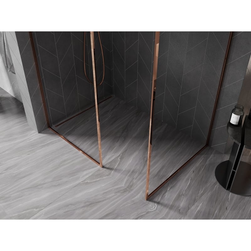 Mexen Kioto-F perete de duș Walk-in cu ramă 80 x 75 cm, transparent 8 mm, aur roz - 800-080-202-04-60-075