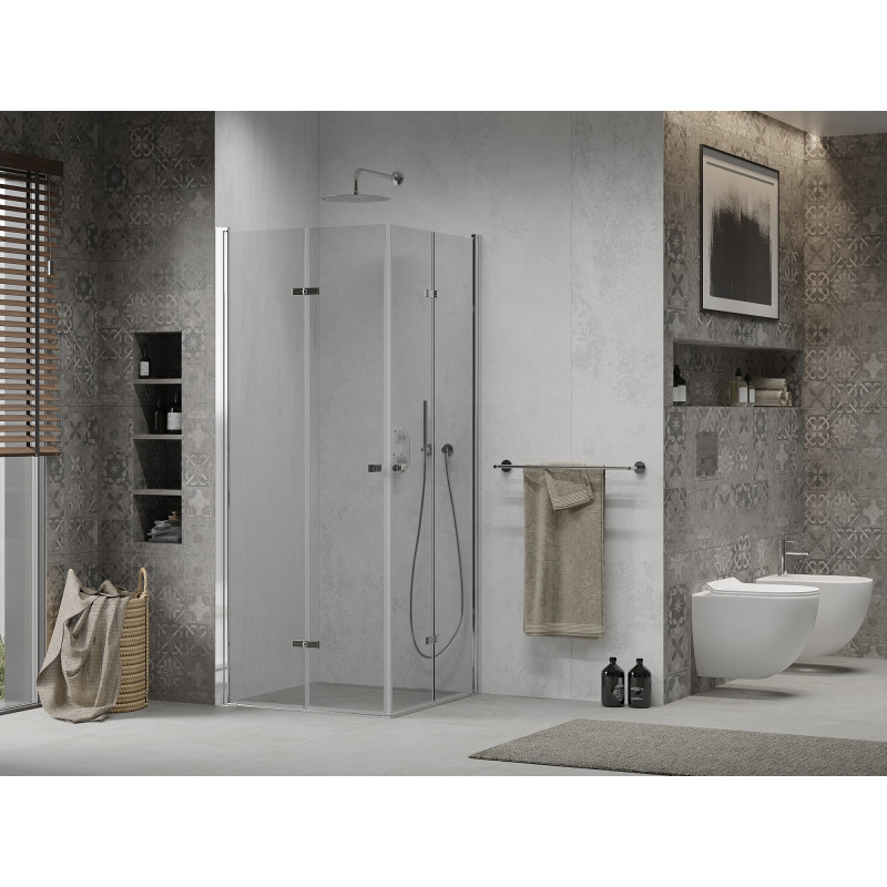 Mexen Lima Duo 80 x 80 cm-es, összehajtható zuhanykabin, átlátszó, króm - 856-080-080-02-00