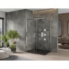 Mexen Omega cabină de duș extensibilă 100 x 80 cm, transparent, Crom + cadă de duș Flat, Neagră - 825-100-080-01-00-4070