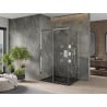 Mexen Omega cabină de duș extensibilă 100 x 80 cm, transparent, Crom + cadă de duș Flat, Neagră - 825-100-080-01-00-4070