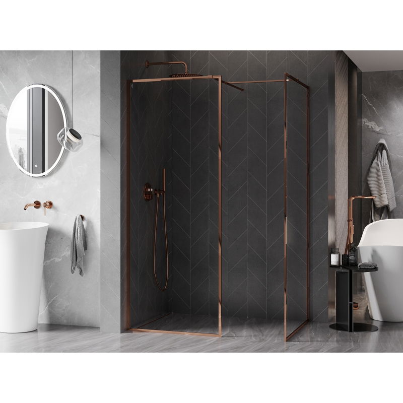 Mexen Kioto-F perete de duș Walk-in cu cadru 120 x 115 cm, transparent 8 mm, aur roz - 800-120-202-04-60-115