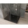 Mexen Omega cabină de duș extensibilă 100 x 80 cm, transparent, Crom + cadă de duș Flat, Neagră - 825-100-080-01-00-4070