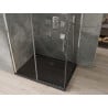 Mexen Omega cabină de duș extensibilă 100 x 80 cm, transparent, Crom + cadă de duș Flat, Neagră - 825-100-080-01-00-4070