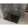 Mexen Omega 100 x 90 cm-es tolóajtós zuhanykabin, átlátszó, króm + Flat fekete zuhanytálca - 825-100-090-01-00-4070