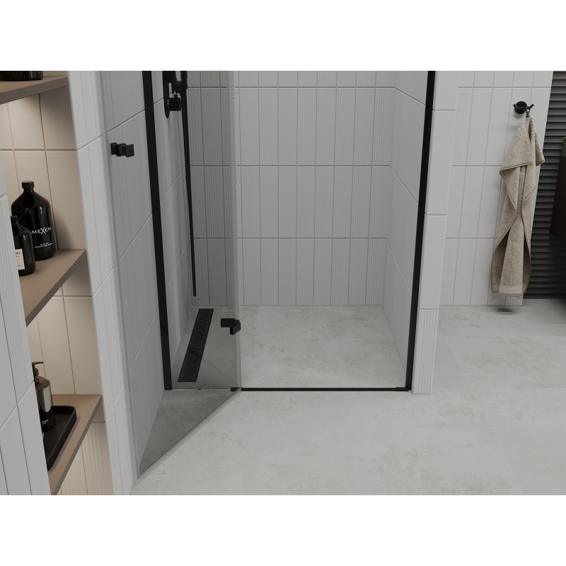 Mexen Roma 80 cm-es, fekete, átlátszó nyíló zuhanyajtó - 854-080-000-70-00