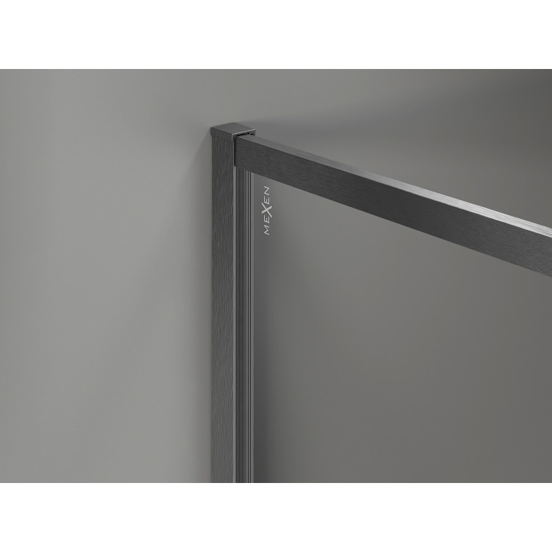 Mexen Kioto-F Walk-in zuhanyfal kerettel 145 x 80 cm, átlátszó 8 mm, gun gray kefe - 800-145-202-04-66-080