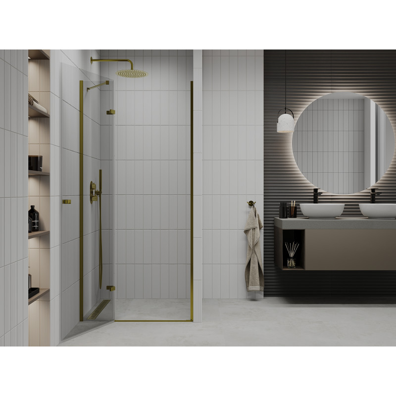 Mexen Roma ușă de duș batantă 70 cm, transparentă, aurie - 854-070-000-50-00