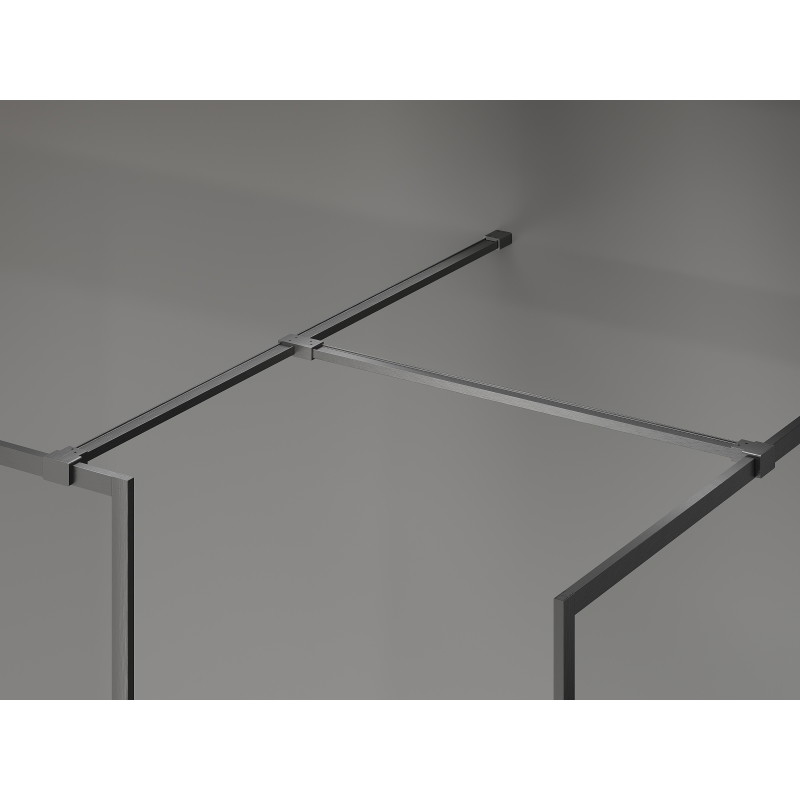 Mexen Kioto-F Walk-in zuhanyfal kerettel 145 x 90 cm, átlátszó 8 mm, kefélt fegyverszürke - 800-145-202-04-66-090