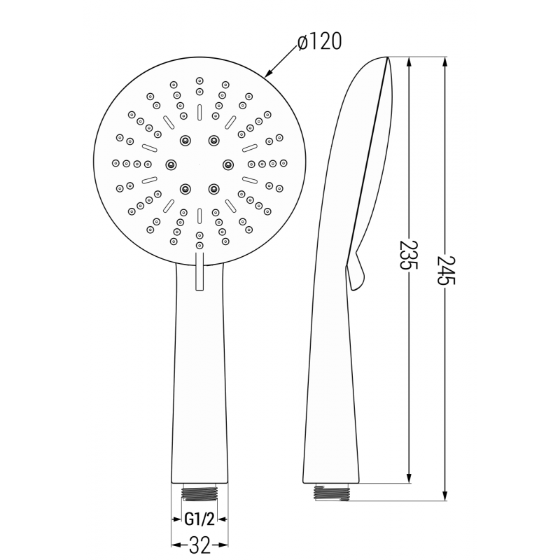 Mexen R-67 3-funkciós zuhanyfej, króm/szürke - 79567-06