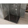 Mexen Omega 120 x 90 cm-es tolóajtós zuhanykabin, átlátszó, króm + Flat zuhanytálca, fekete - 825-120-090-01-00-4070