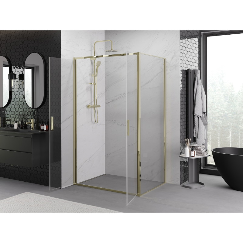 Mexen Exo-B Duo cabina de duș batantă 80 x 75 cm, transparentă, aurie - 814-080-075-50-00