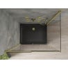 Mexen Omega cabină de duș culisantă 100 x 90 cm, transparentă, aurie + cădiță Flat, neagră - 825-100-090-50-00-4070G