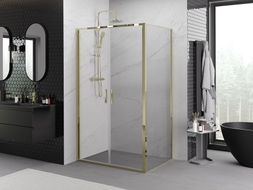 Mexen Exo-B Duo 100 x 85 cm-es nyitható zuhanykabin, átlátszó, arany - 814-100-085-50-00