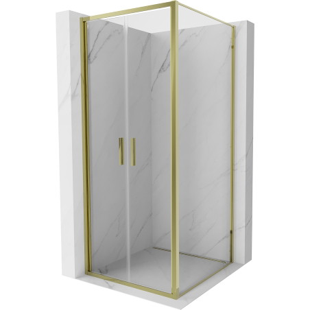 Mexen Exo-B Duo 90 x 90 cm-es, átlátszó, arany színű nyitható zuhanykabin - 814-090-090-50-00