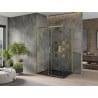 Mexen Omega cabină de duș culisantă 100 x 90 cm, transparentă, aurie + cădiță Flat, neagră - 825-100-090-50-00-4070G