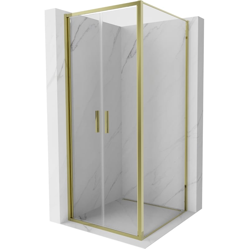 Mexen Exo cabină de duș pivotantă 100 x 100 cm, transparent, auriu - 814-100-100-50-00