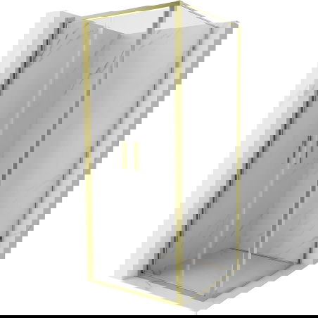 Mexen Exo cabină de duș pivotantă 100 x 100 cm, transparent, auriu - 814-100-100-50-00
