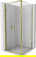 Mexen Exo cabină de duș pivotantă 100 x 100 cm, transparent, auriu - 814-100-100-50-00