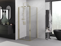 Mexen Exo cabină de duș pivotantă 100 x 100 cm, transparent, auriu - 814-100-100-50-00