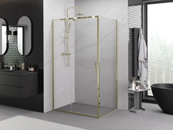Mexen Exo-R 100 x 80 cm-es, kifelé nyíló zuhanykabin, átlátszó, arany - 819-100-080-50-00