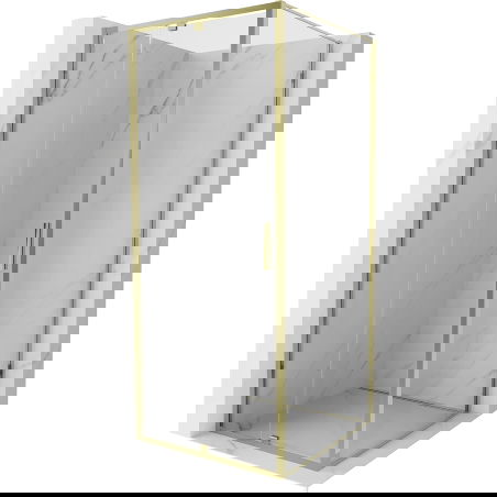Cabină de duș Mexen Exo cu ușă rabatabilă 95 x 95 cm, transparentă, aurie - 819-095-095-50-00