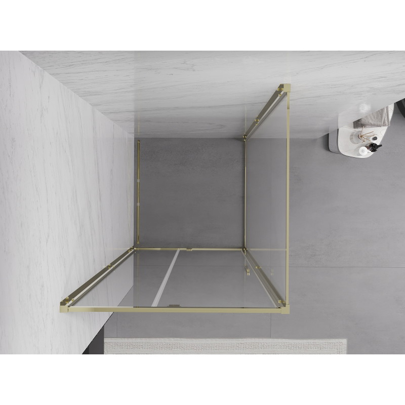 Mexen Exo-R 100 x 100 cm-es nyíló zuhanykabin, átlátszó, arany - 819-100-100-50-00