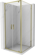 Mexen Exo cabină de duș cu ușă batantă 70 x 70 cm, transparent, auriu - 8182-070-070-50-00