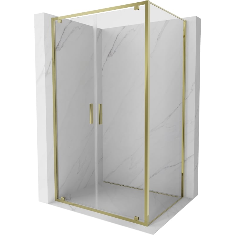 Mexen Exo cabină de duș cu uși batante 90 x 85 cm, transparent, auriu - 8182-090-085-50-00