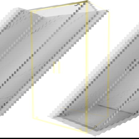 Mexen Exo cabină de duș cu ușă batantă 90 x 85 cm, transparentă, aurie - 8182-090-085-50-00
