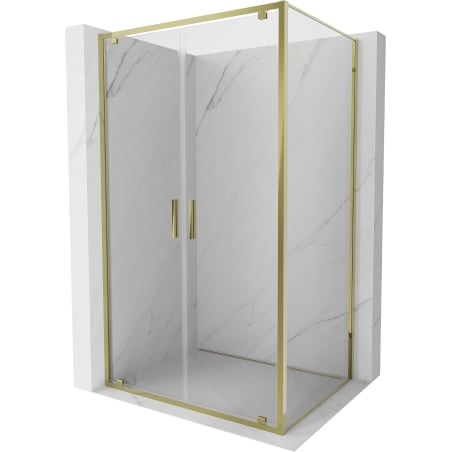 Mexen Exo cabină de duș cu uși batante 90 x 85 cm, transparent, auriu - 8182-090-085-50-00