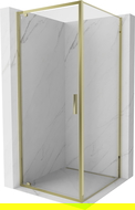 Mexen Exo cabină de duș pivotantă 70 x 70 cm, transparentă, aurie - 8181-070-070-50-00