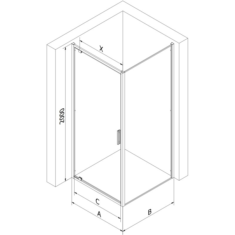 Mexen Exo-BR cabina de duș batantă 100 x 75 cm, transparentă, aurie - 8181-100-075-50-00