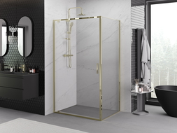 Mexen Exo cabină de duș cu deschidere 85 x 80 cm, transparent, auriu - 8181-085-080-50-00