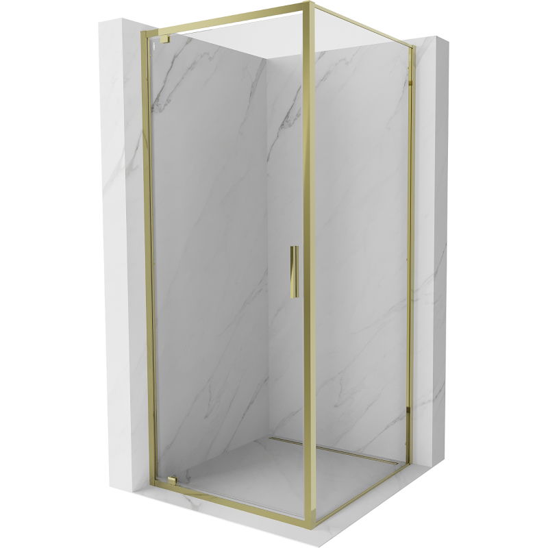 Mexen Exo cabină de duș batantă 90 x 90 cm, transparentă, aurie - 8181-090-090-50-00
