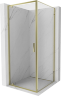 Mexen Exo cabină de duș pivotantă 90 x 90 cm, transparentă, aurie - 8181-090-090-50-00