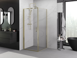Mexen Exo cabină de duș cu uși batante 70 x 70 cm, transparent, auriu - 817-070-070-50-00