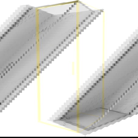 Mexen Exo cabină de duș cu ușă batantă 75 x 75 cm, transparent, auriu - 817-075-075-50-00