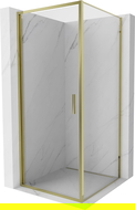 Mexen Exo cabină de duș cu ușă batantă 75 x 75 cm, transparent, auriu - 817-075-075-50-00