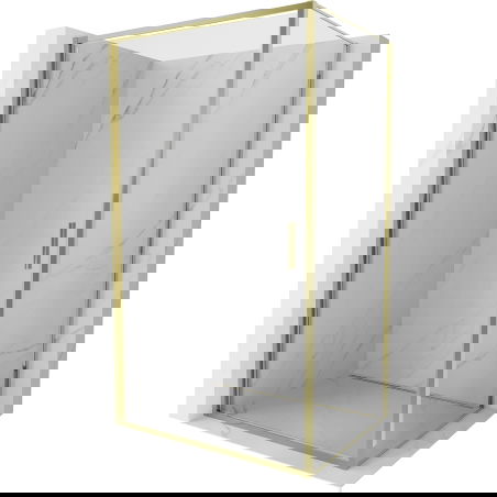 Mexen Exo cabină de duș cu ușă rabatabilă 80 x 85 cm, transparentă, aurie - 817-080-085-50-00