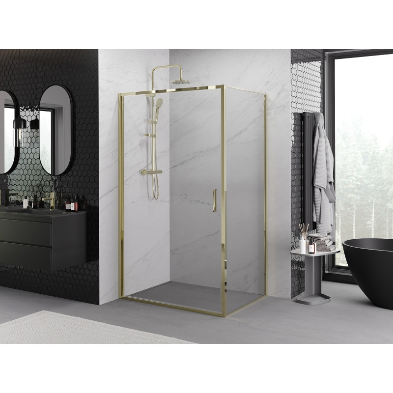 Mexen Exo-B 80 x 85 cm-es nyíló zuhanykabin, átlátszó, arany - 817-080-085-50-00
