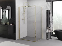 Mexen Exo-B 75 x 100 cm-es nyíló zuhanykabina, átlátszó, arany - 817-075-100-50-00
