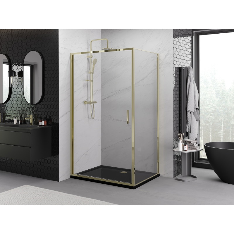 Mexen Exo-B 80 x 100 cm-es nyíló zuhanykabin, átlátszó, arany - 817-080-100-50-00