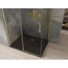 Mexen Omega 120 x 90 cm-es tolóajtós zuhanykabin, áttetsző, arany + Flat zuhanytálca, fekete - 825-120-090-50-00-4070G
