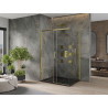 Mexen Omega cabina de duș glisantă 120 x 90 cm, transparentă, aurie + cadă Flat, neagră - 825-120-090-50-00-4070G