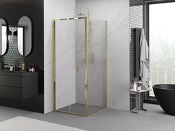 Mexen Exo cabină de duș pliabilă 90 x 90 cm, transparent, auriu - 816-090-090-50-00