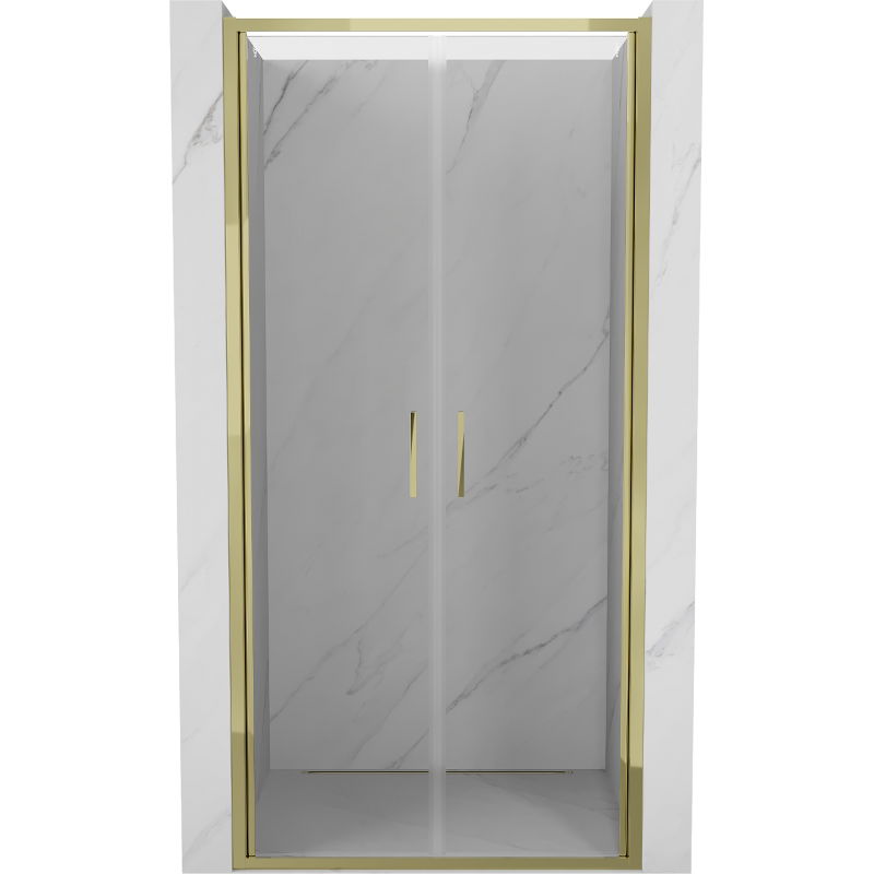 Mexen Exo uși de duș duble rabatabile 70 cm, transparente, aurii - 814-070-000-50-00